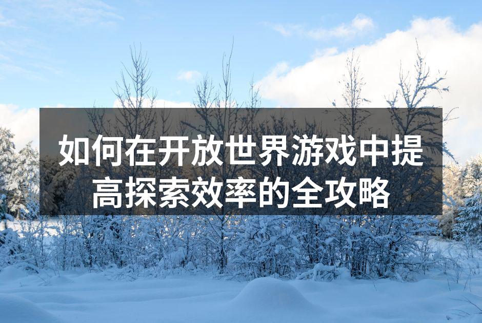 如何在开放世界游戏中提高探索效率的全攻略